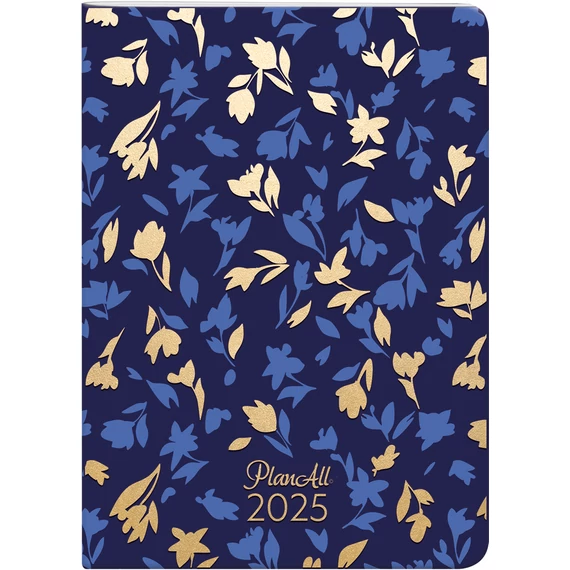 Planall Compact B6 zsebnaptár, tűzött, aranyozott 2025 Tiny Flora