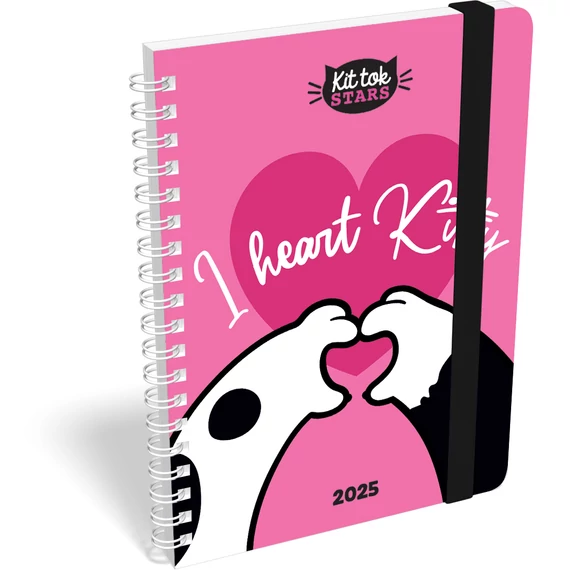 Heti tervező B6 Spirál 2025 Kit Tok Heart Catto