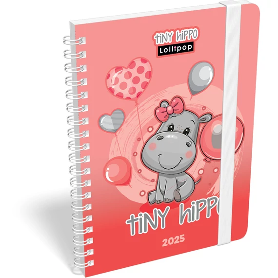 Heti tervező B6 Spirál 2025 Lollipop Tiny Hippo