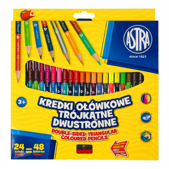 Astra Színes ceruza készlet DUO 24=48 ajándék hegyezővel