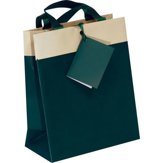 Dísztasak 063 NR - BICOLOURS - SHOPPERS LUXURY RISVOLTO 16CM X 19CM - Dark Green