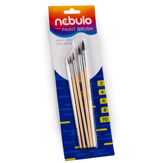 Nebulo Ecsetkészlet, natúr fanyelű, 5 darabos (2-4-6-8-10) HEK-N-5