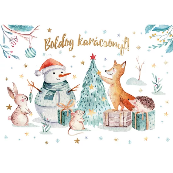 Képeslap borítékos LC/6 aranyozott ezüstözött karácsonyi Lizzy Card K484