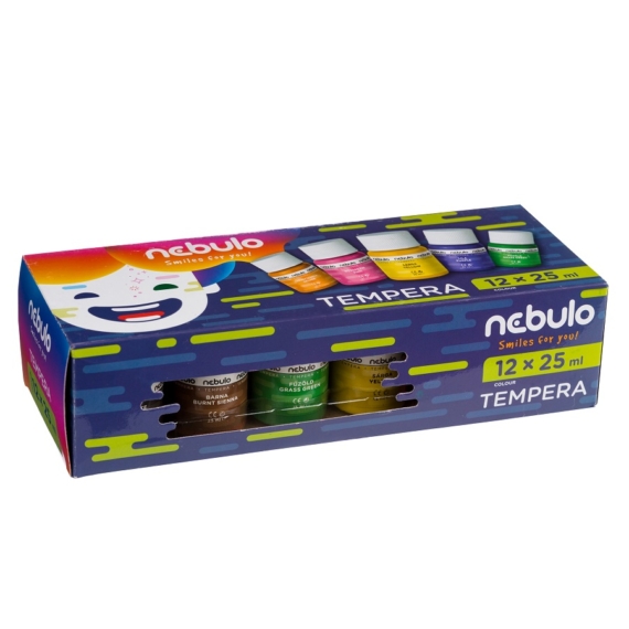 Nebulo Tempera készlet, tégelyes, 25 ml-es, 12 színes NTF-25-12
