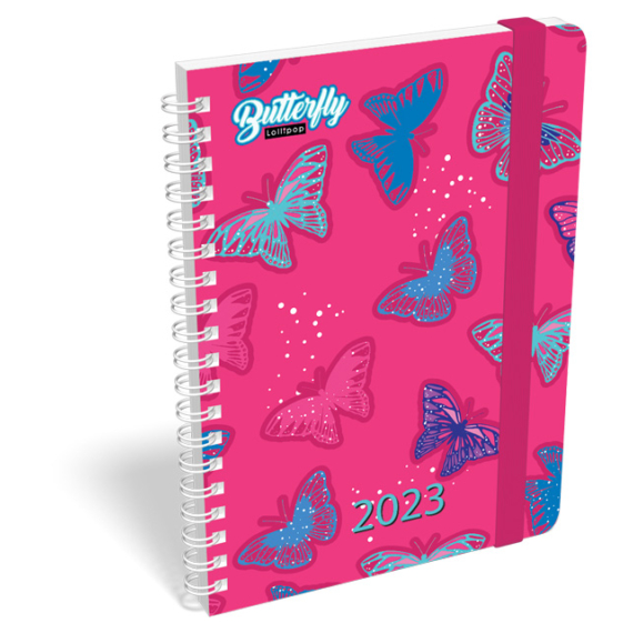Heti tervező B6 spirál 2023 Lollipop Butterfly