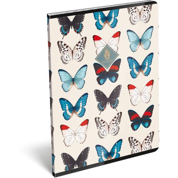 Füzet, tűzött A/4 FSC, kockás, exkluzív 40 lapos, XLook, Butterfly