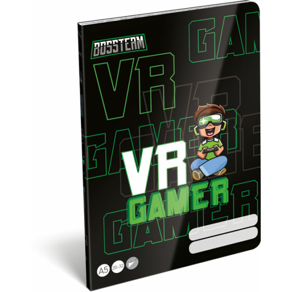 Füzet tűzött A/5 sima BossTeam VR Gamer FSC