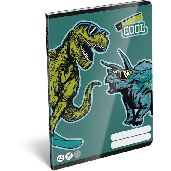 Füzet, tűzött A/5 FSC, vonalas exkluzív, Dino, Cool