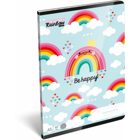 Füzet, tűzött A/5 FSC, vonalas, Lollipop, Happy Rainbow