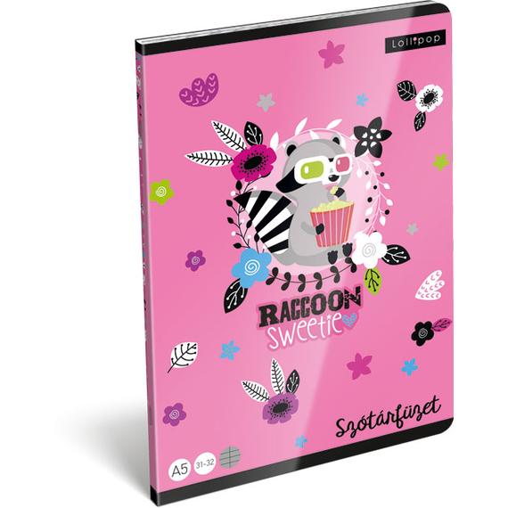 Füzet, tűzött A/5, szótár FSC, Lollipop, Raccoon