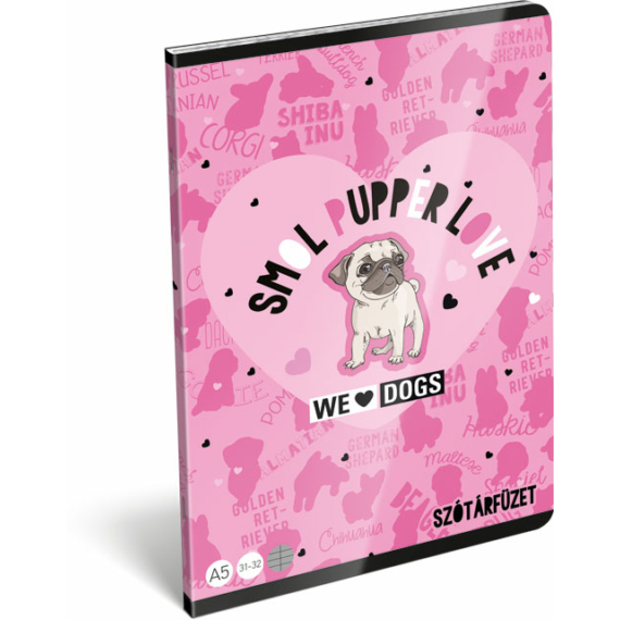 Füzet, tűzött A/5, szótár FSC, We Love Dogs, Pink